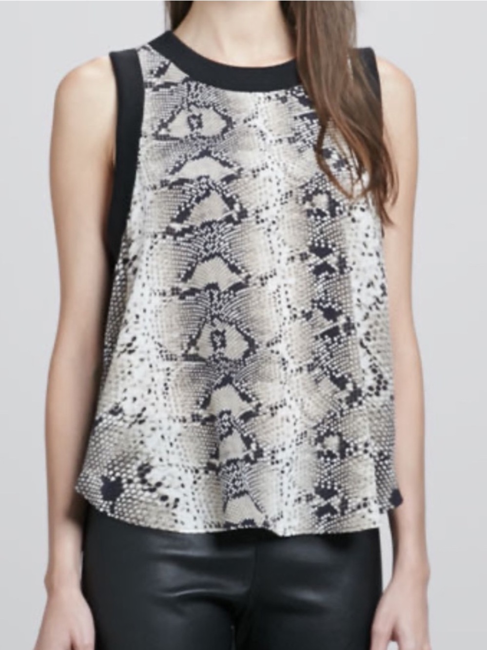 Elizabeth and James Black and Cream Snake-Print Sleeveless Tank